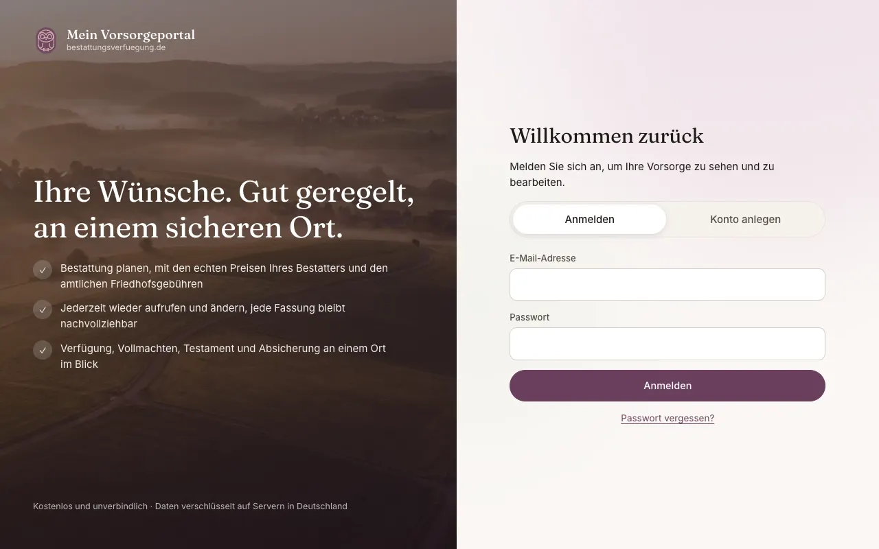 Mein Vorsorgeportal: Anmeldung für Kunden